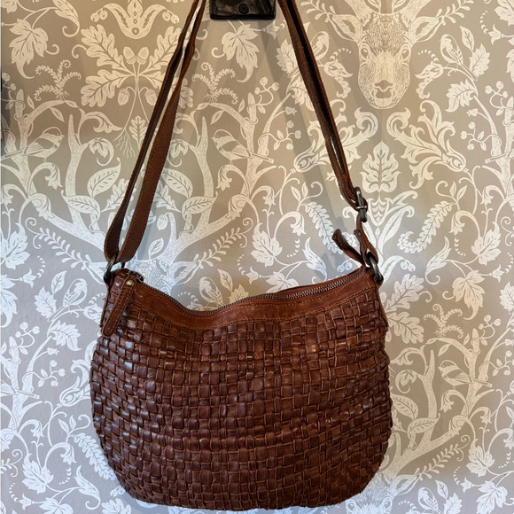 Brown Woven Leather Crossbody Bag - Picture 2 of 13